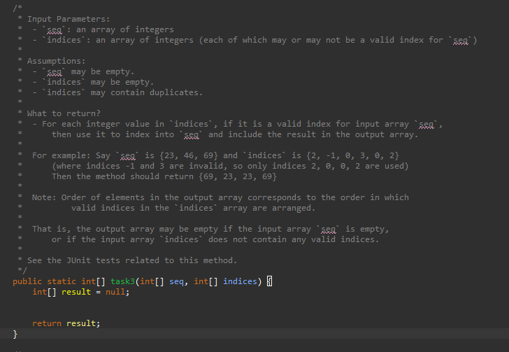 Solved Input Parameters: sea: an array of integers 'indices | Chegg.com