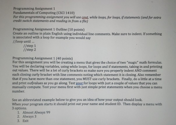 Solved Programming Assignment 1 Fundamentals Of Computing Chegg Solved Programming Assignment 1 Fundamentals Of Computing Chegg