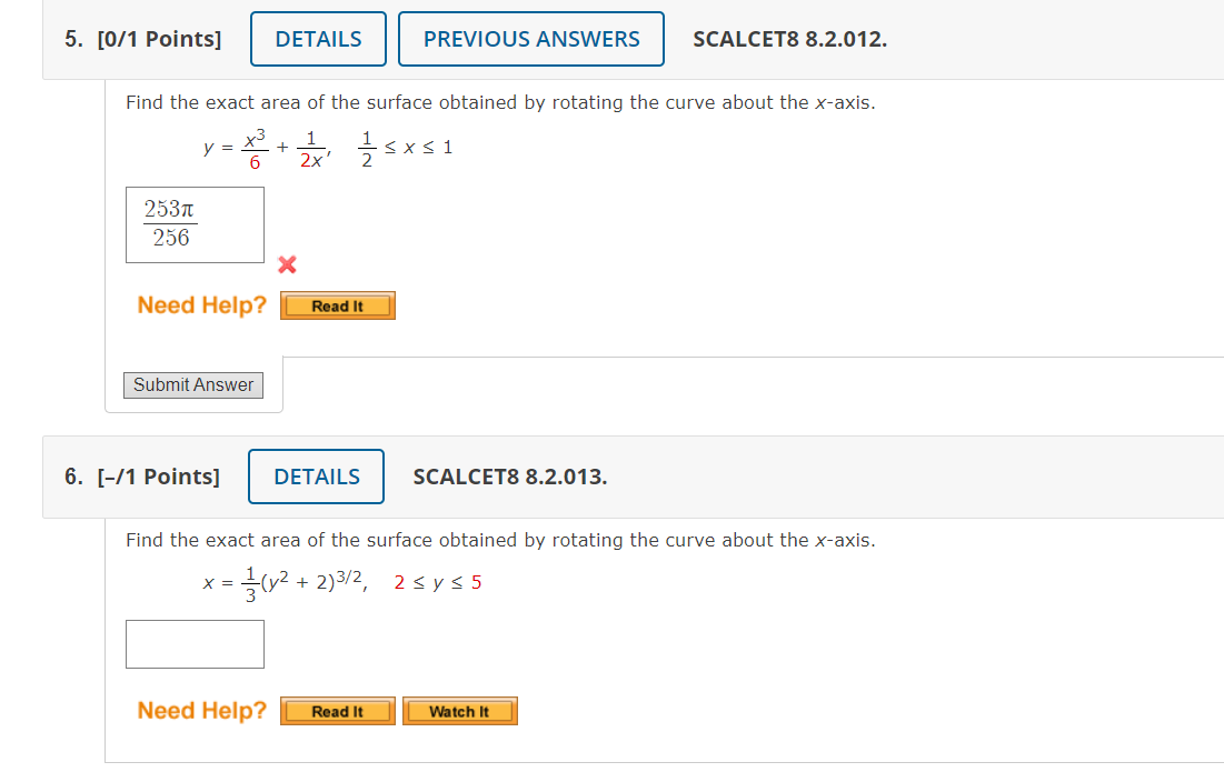 Solved 5. [0/1 Points] DETAILS PREVIOUS ANSWERS SCALCET8 | Chegg.com