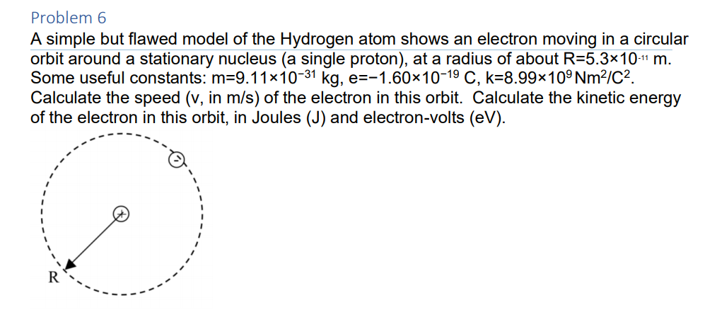 Solved Problem 6 A simple but flawed model of the Hydrogen | Chegg.com