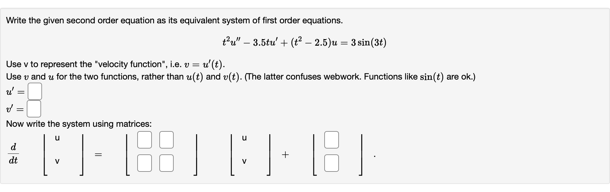 Solved Write the given second order equation as its | Chegg.com