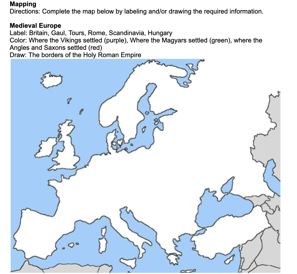 Medieval Europe Map Activity and Quiz, Google Version Included