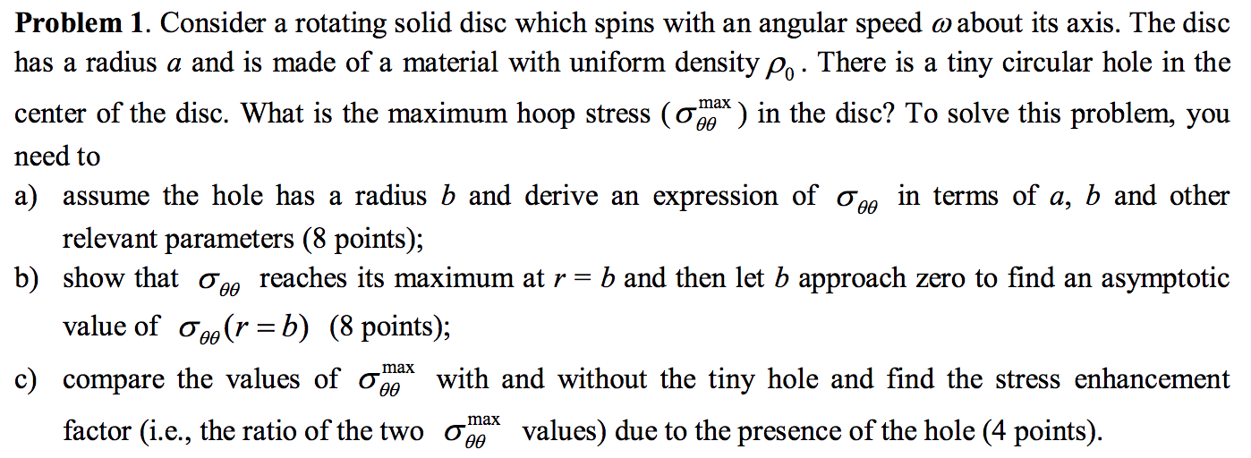 Solved Problem 1. Consider a rotating solid disc which spins | Chegg.com