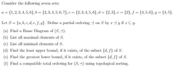 Solved Consider The Following Seven Sets: A = {1, 2, 3, 4, | Chegg.com