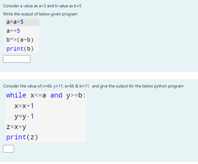 Solved Consider A Value As A=3 And B Value As B=5 Write The | Chegg.com