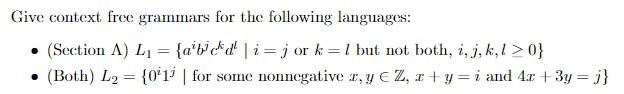 Solved Give context free grammars for the following | Chegg.com