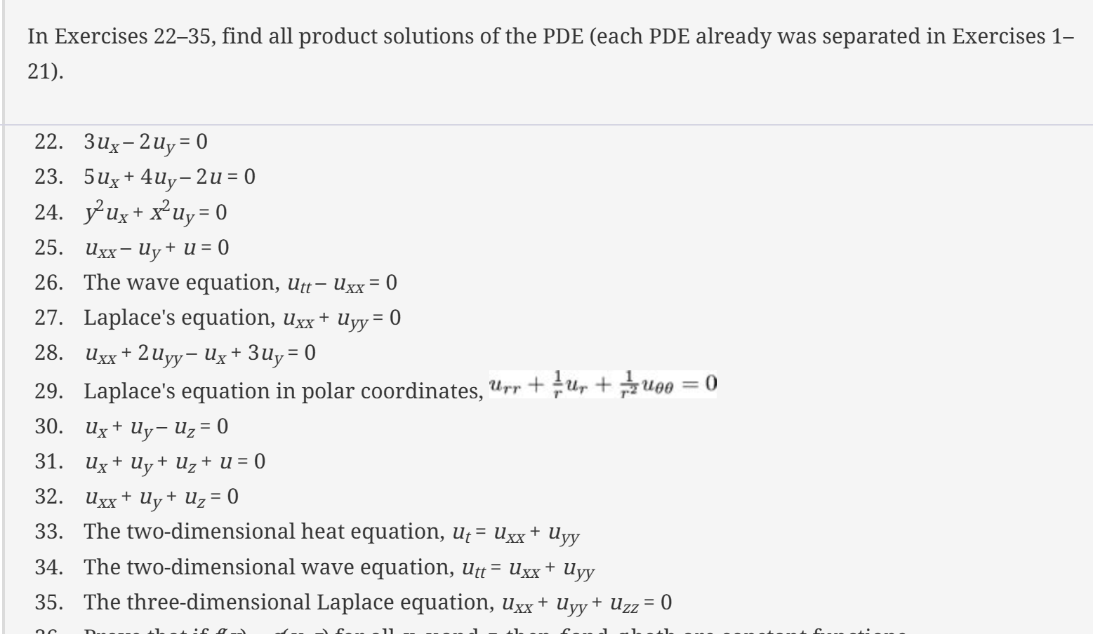 Solved In Exercises 22-35, find all product solutions of the | Chegg.com