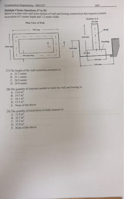 Solved Multiple Choice Questions 27 to 29: Below is a plan | Chegg.com