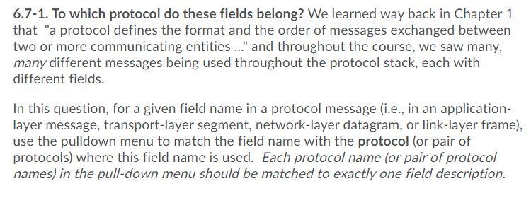 Solved 6.7-1. To which protocol do these fields belong? We | Chegg.com