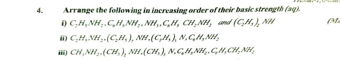 Solved 4. Arrange the following in increasing order of their | Chegg.com