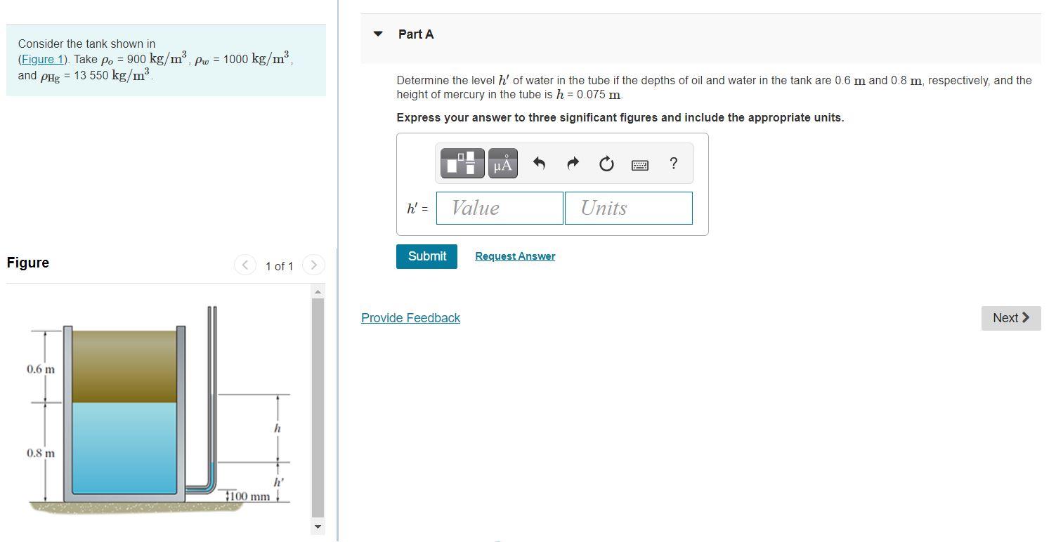 Solved Part A Consider the tank shown in (Figure 1). Take po | Chegg.com