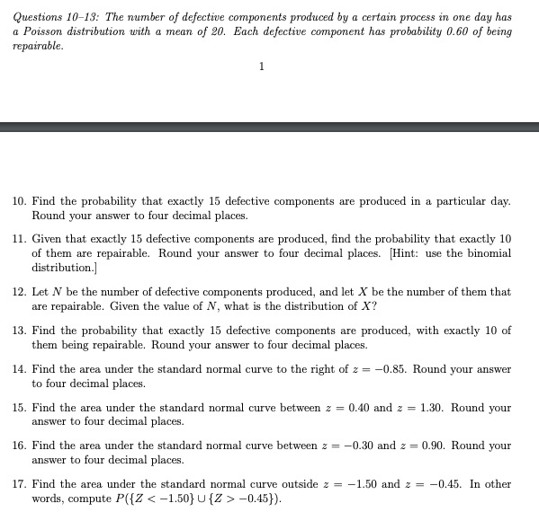 Solved Questions 1013 The number of defective components