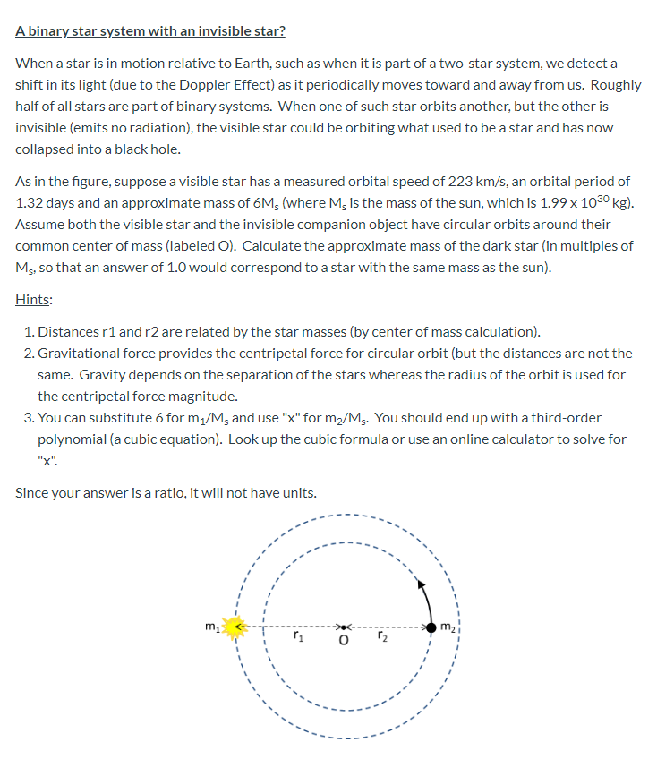 Solved A Binary Star System With An Invisible Star? When A | Chegg.com