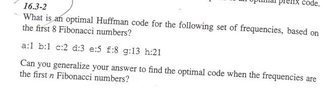 Solved 16.3-2 What is an optimal Huffman code for the | Chegg.com