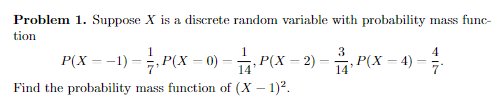 Solved Problem 1. Suppose X Is A Discrete Random Variable | Chegg.com