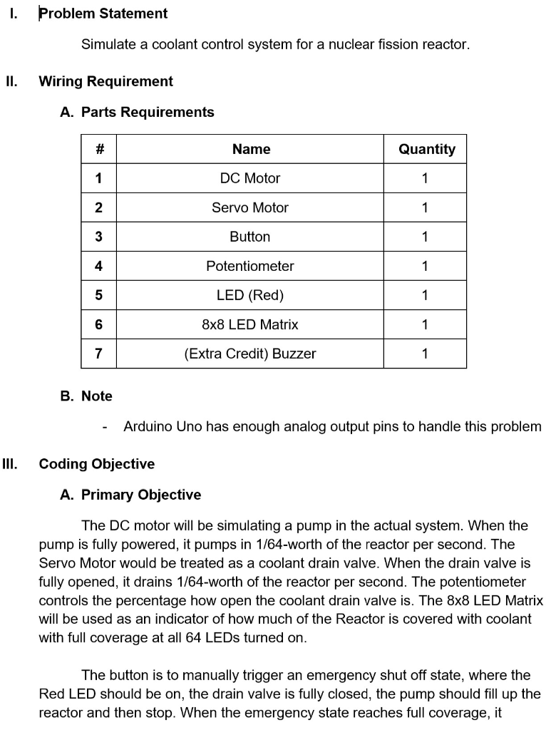 Control System Problem Statement I. Problem Statement Simulate a coolant control | Chegg.com
