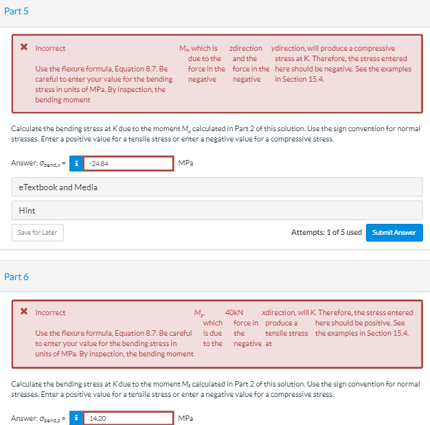 Solved Part 1 X Incorrect Review Examples 8.1 and 8.2 in the | Chegg.com