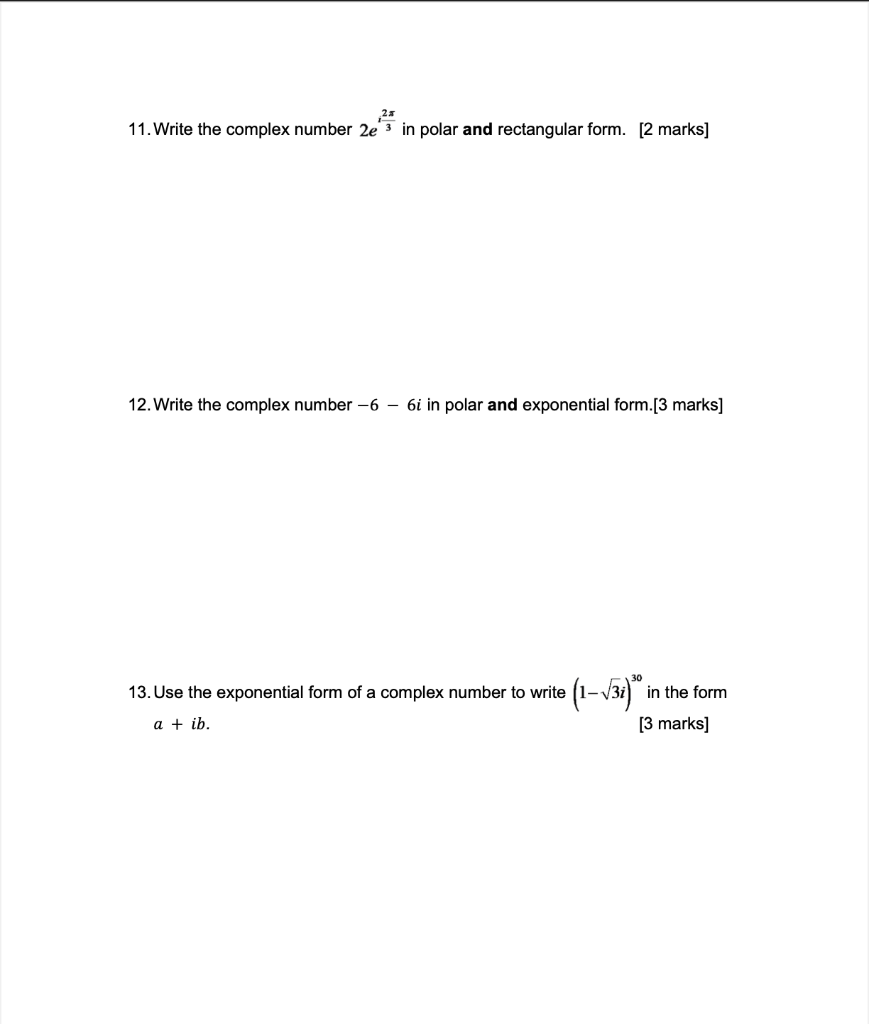 Solved 25 11. Write the complex number 2e 3 in polar and | Chegg.com
