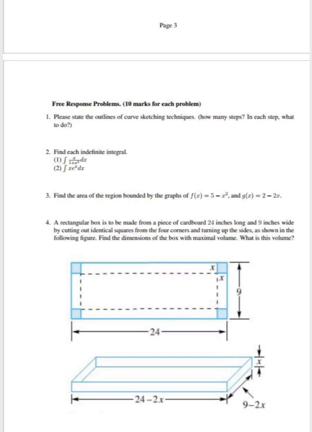 Solved Page 3 Free Response Problems. (10 marks for each | Chegg.com