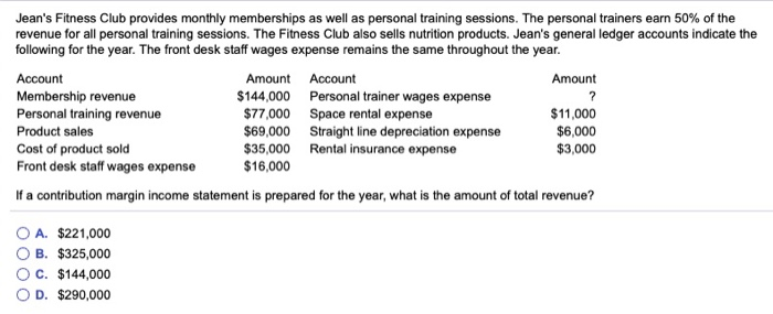 Solved Jean s Fitness Club Provides Monthly Memberships As Chegg