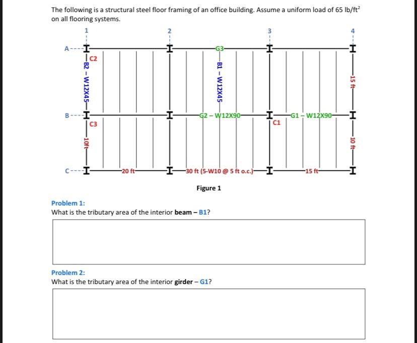 Solved The following is a structural steel floor framing of | Chegg.com