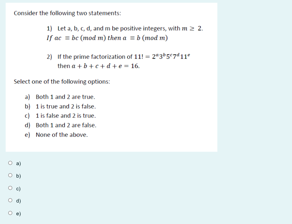 Solved Consider the following two statements: 1. Let a, b, | Chegg.com