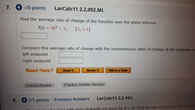 Solved 7. + -13 points LarCalc11 2.2.092.MI. Find the | Chegg.com