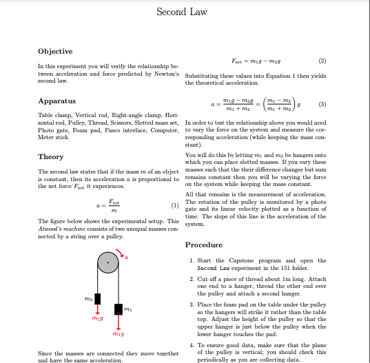 Solved Newton's Second Law Lab 1. What are the percent | Chegg.com