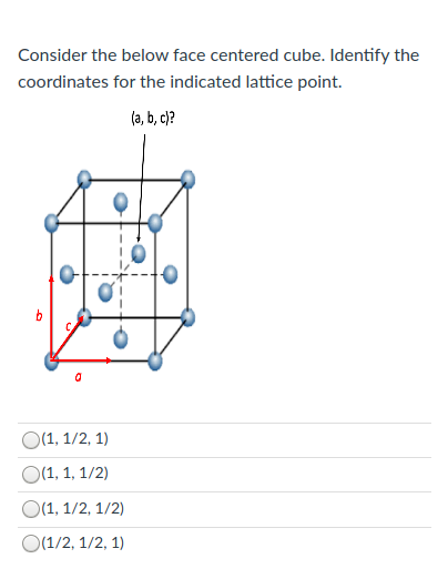 Solved Consider the below face centered cube. Identify the | Chegg.com