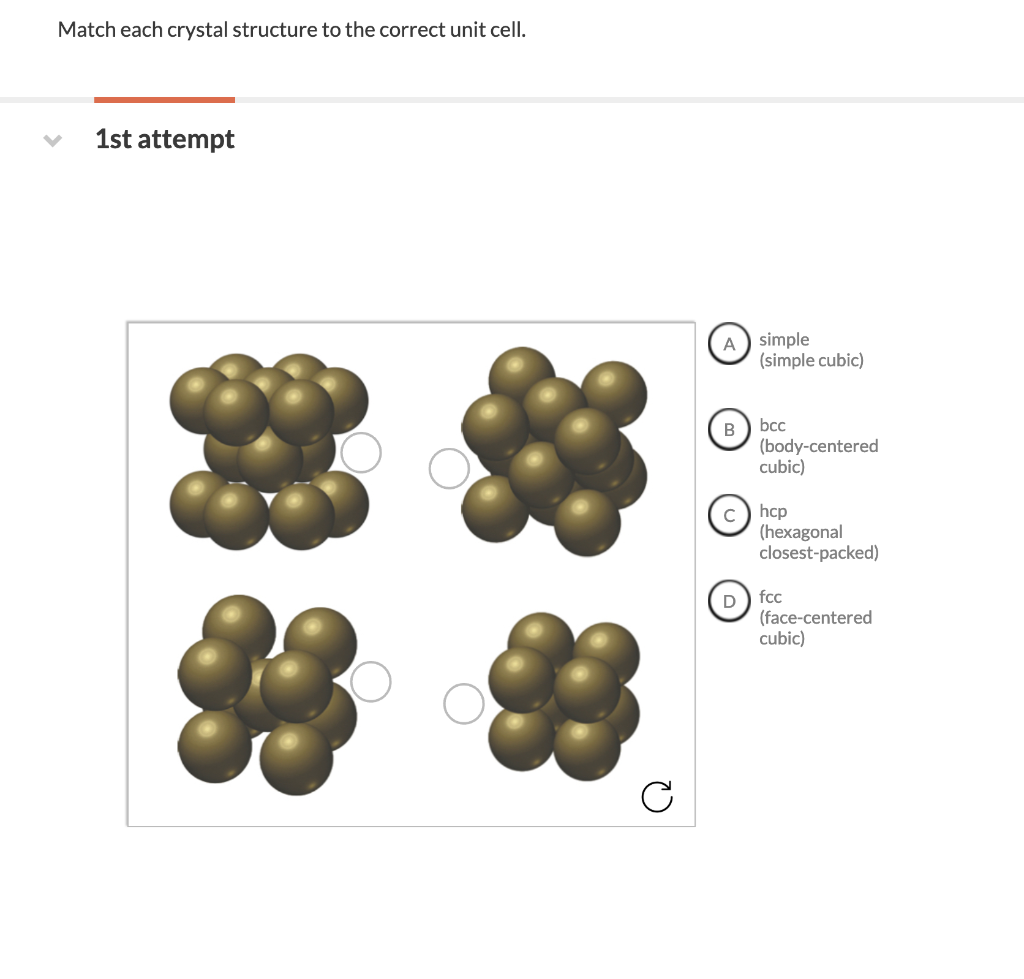 Solved Match each crystal structure to the correct unit | Chegg.com