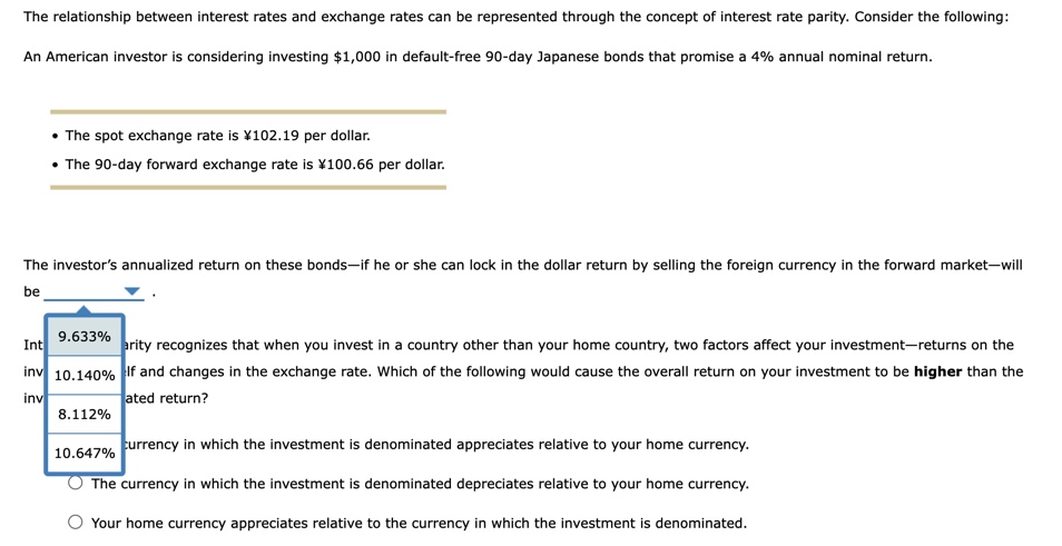 The relationship between interest rates and exchange | Chegg.com