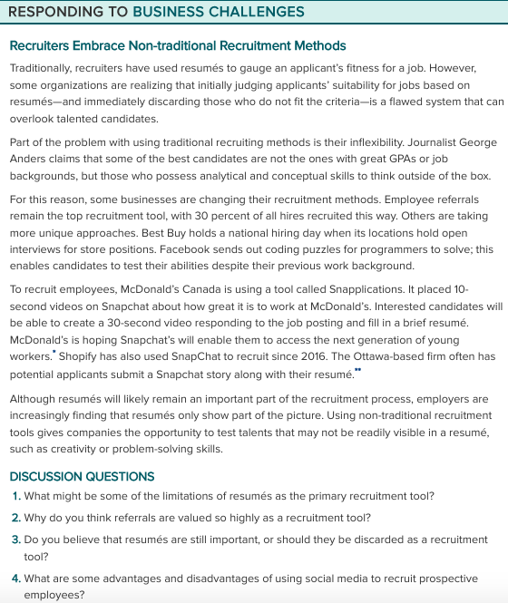 Solved RESPONDING TO BUSINESS CHALLENGES Recruiters Embrace 