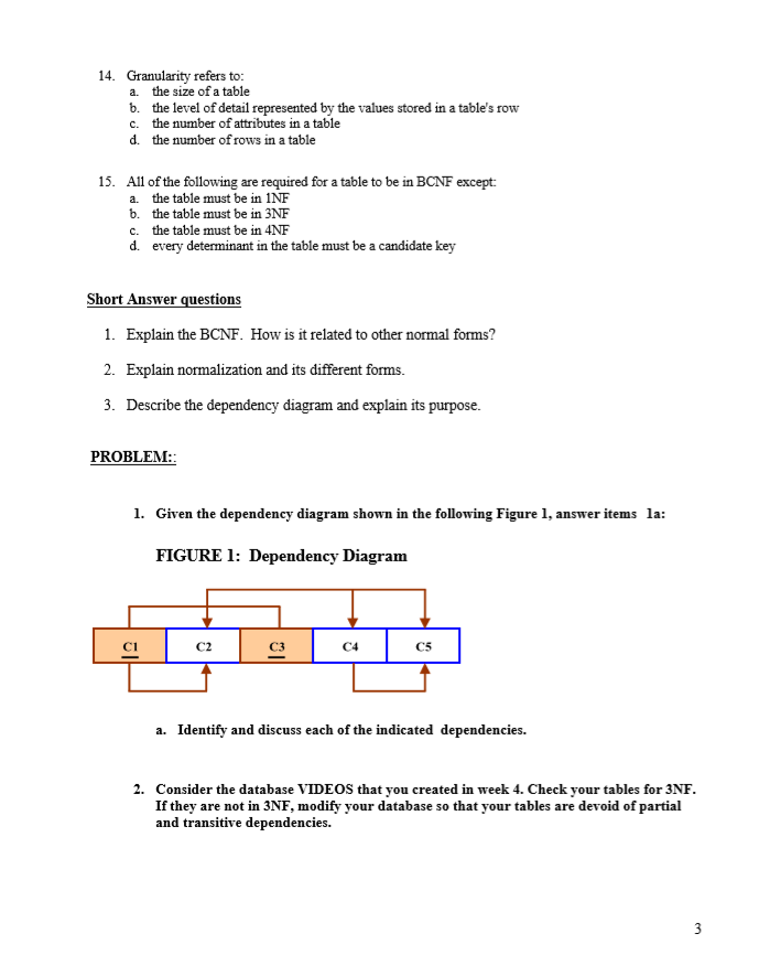 Solved Chapter 7: Normalizing Database Design MULTIPLE | Chegg.com