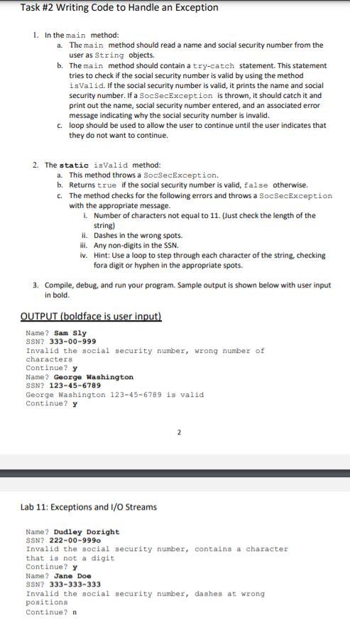 Solved Task #2 Writing Code to Handle an Exception 1. In the | Chegg.com