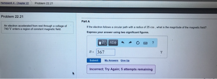 Solved Problem 22.21 Problem 22.21 Part A An electron | Chegg.com