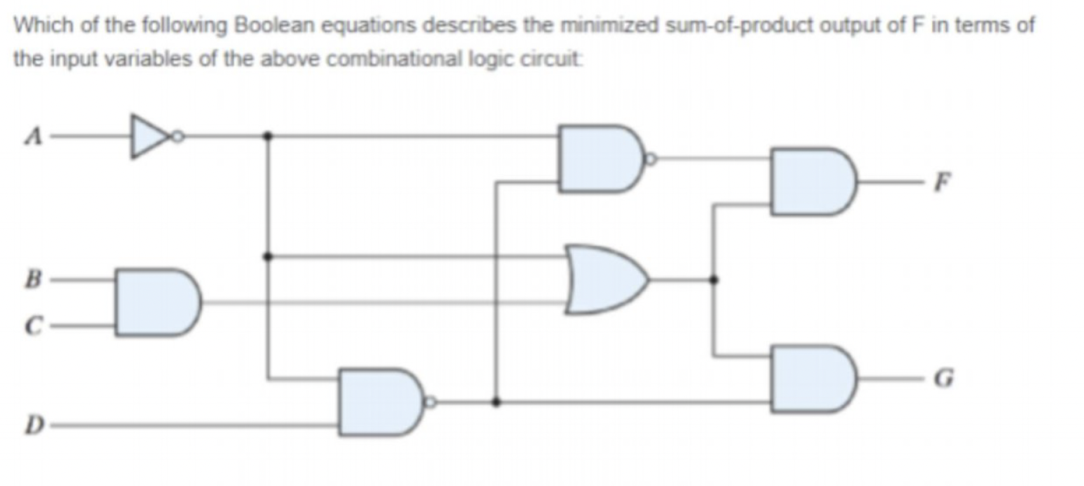 Solved Which of the following Boolean equations describes | Chegg.com