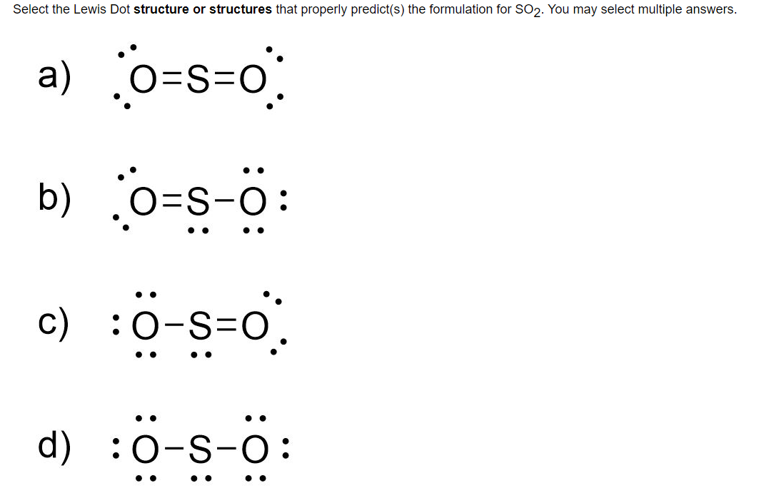 Lewis Dot Structure For So2