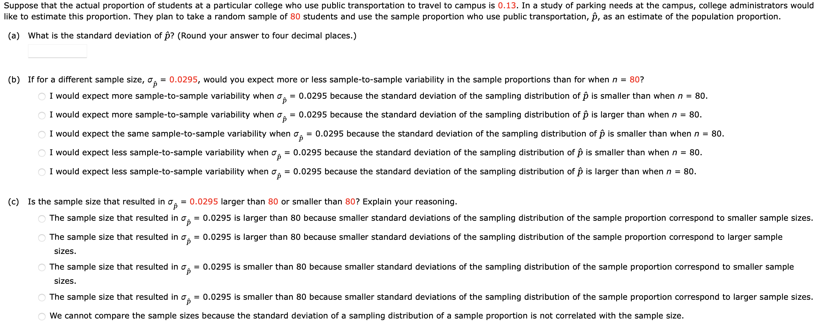 Solved (a) What is the standard deviation of p^ ? (Round | Chegg.com
