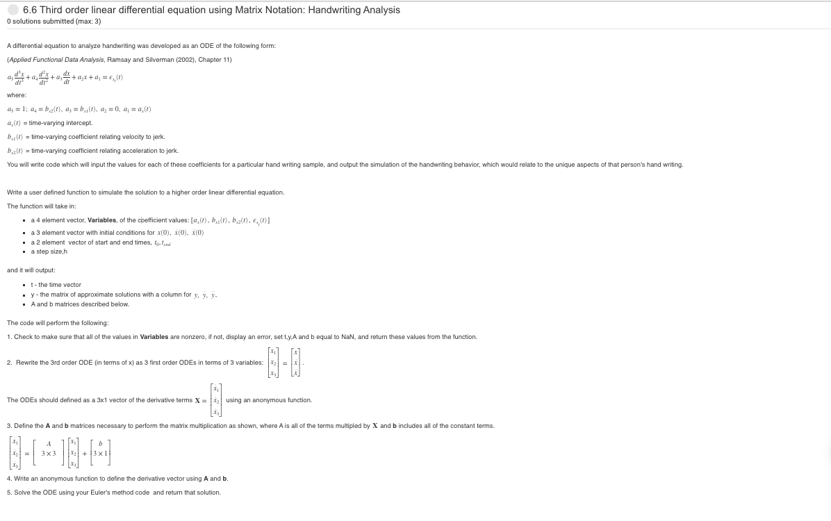 Solved 6.6 Third Order Linear Differential Equation Using 