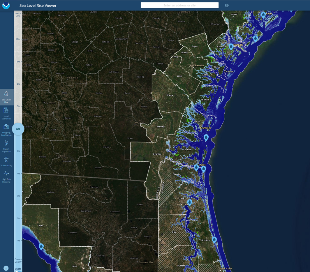 Solved sea level rise of 6 feet along the
