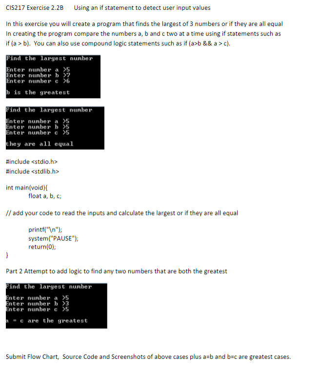 Solved CIS217 Exercise 2.2B Using an if statement to detect | Chegg.com