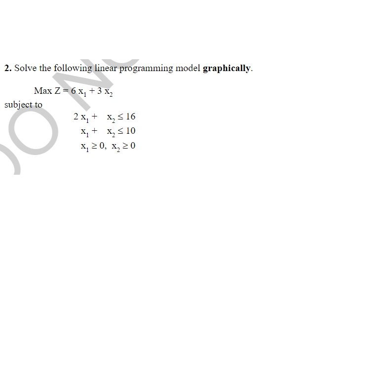 Solved 2. Solve the following linear programming model | Chegg.com