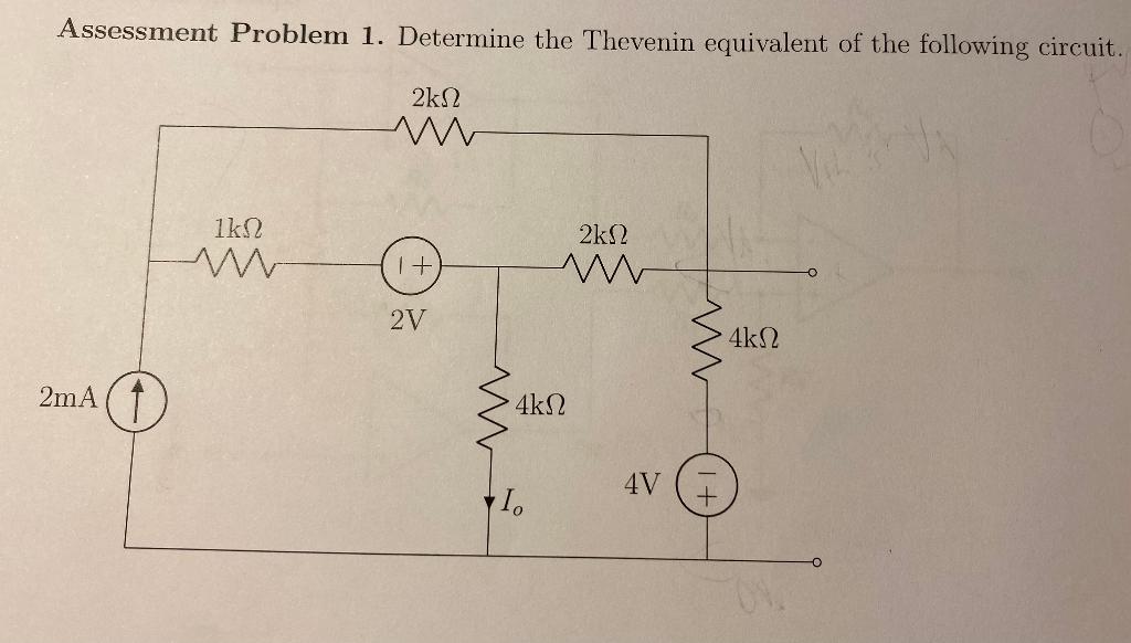 Solved Assessment Problem 1 Determine The Thevenin Chegg