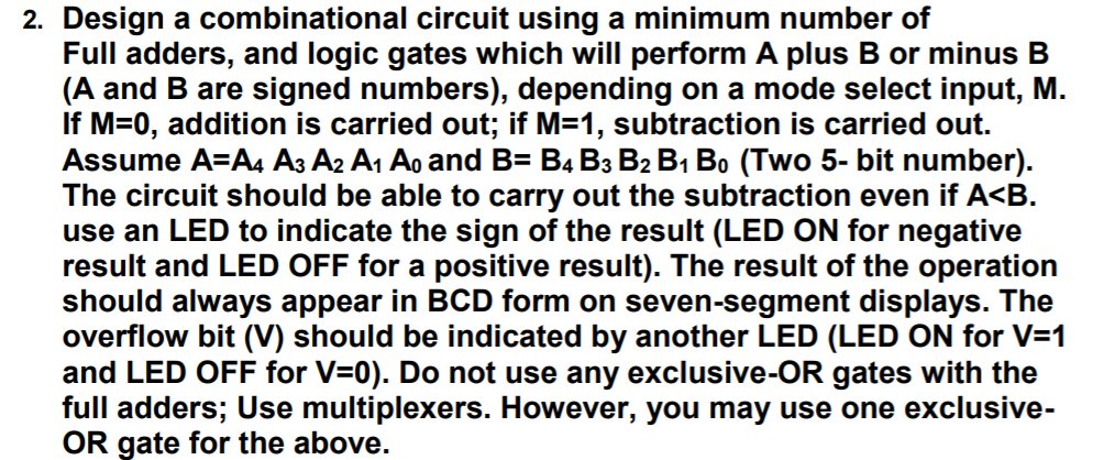 Solved 2. Design a combinational circuit using a minimum | Chegg.com