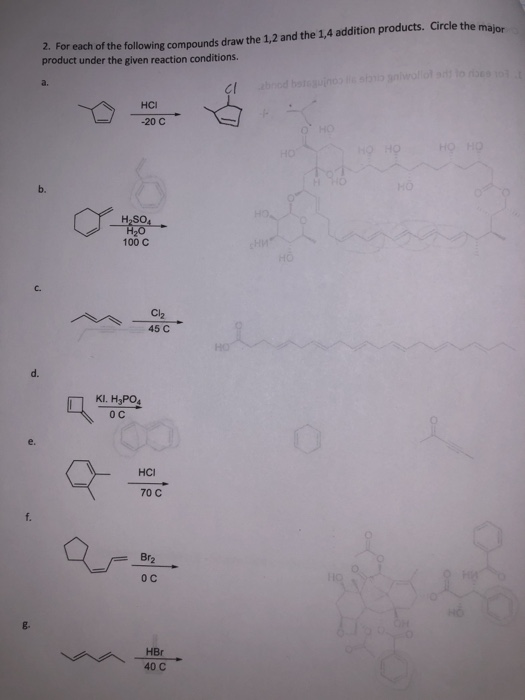 Solved major 2. For each of the product following compounds | Chegg.com