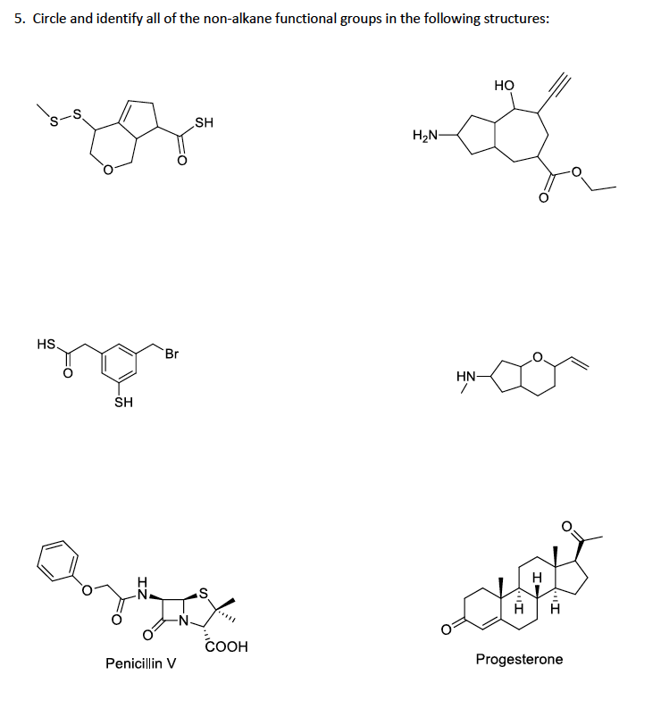 Solved 5. Circle and identify all of the non-alkane | Chegg.com