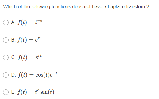 Solved Which of the following functions does not have a | Chegg.com