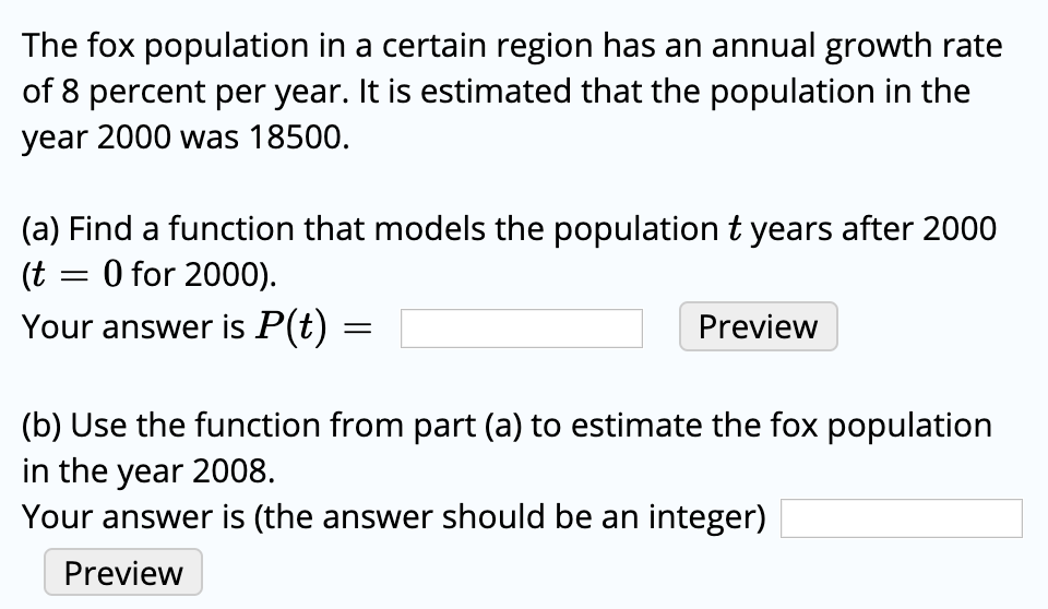 Solved The fox population in a certain region has an annual | Chegg.com