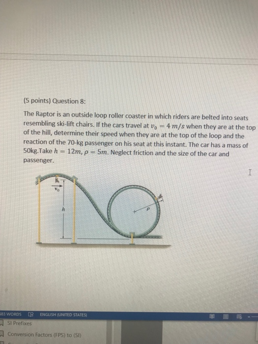 Solved (5 points) Question 8: The Raptor is an outside loop | Chegg.com