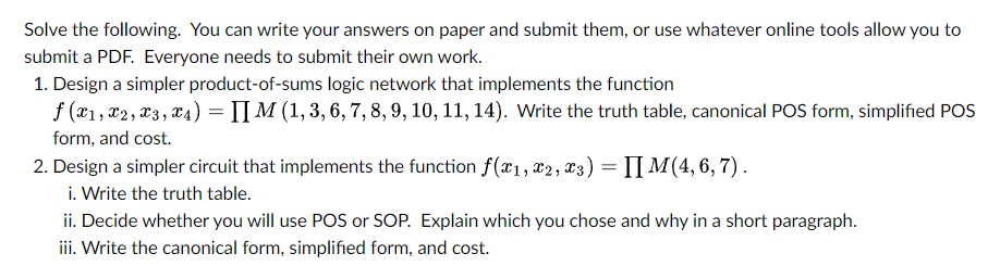 Solved Solve the following. You can write your answers on | Chegg.com